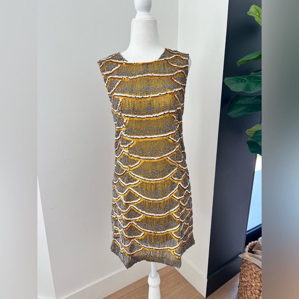 Full beaded gold and silver scallops dress